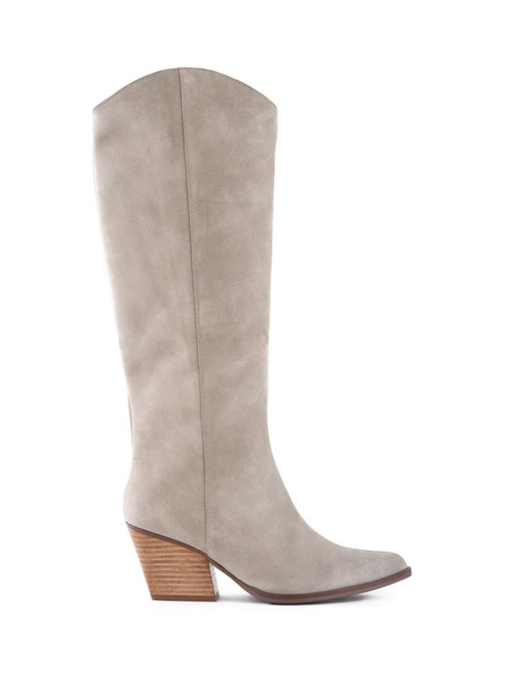 Seychelles Begging You Boot in Sand suede tan grey knee high heel cowboy western